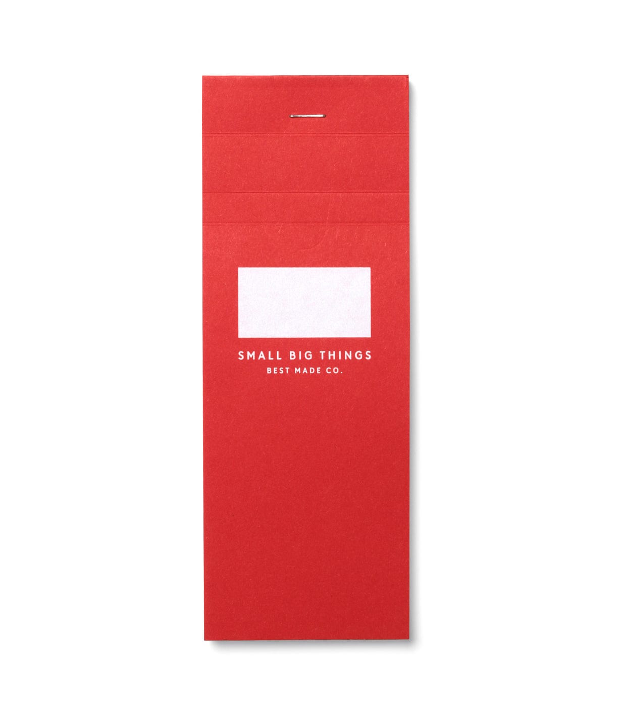 A red envelope with the text SMALL BIG THINGS BEST MADE CO. printed on the front, and a white rectangular label area.