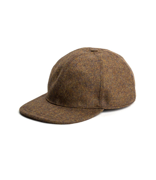 A brown wool baseball cap with a curved brim is displayed against a white background.